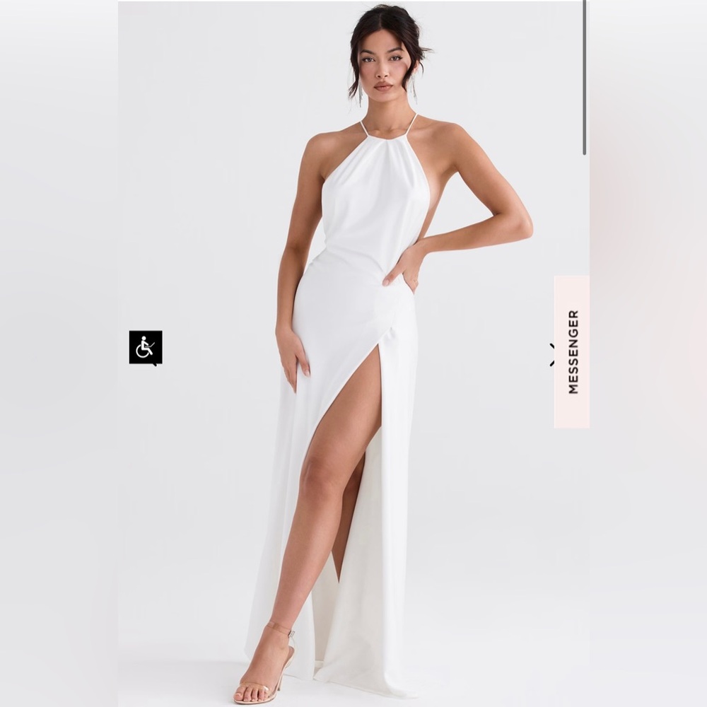 House of CB Zanab high neck off white dress